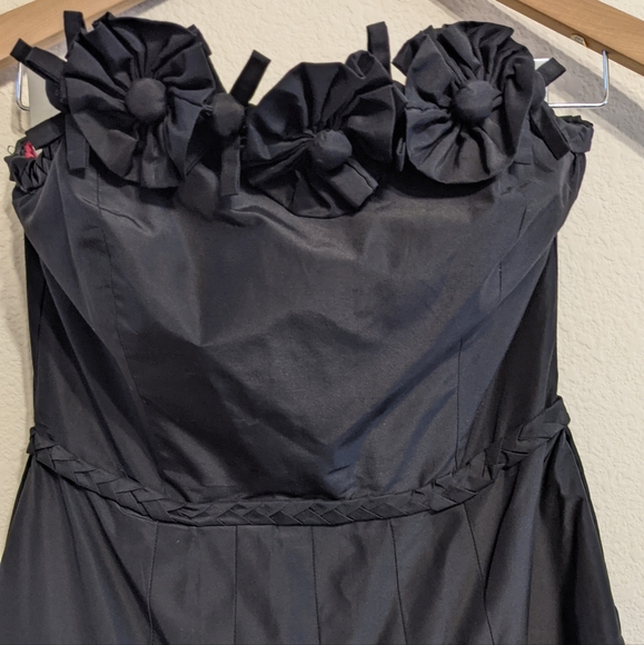 Lilly Pulitzer Belinda Rosette Black Strapless Dress With Rose Details Size 4 - Picture 2 of 6